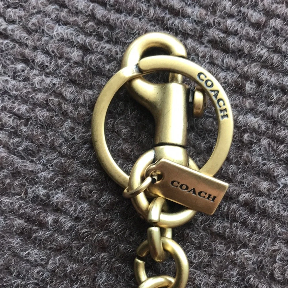 Coach Gold-Tone Logo Keychain with Tag Charm - Picture 2 of 4